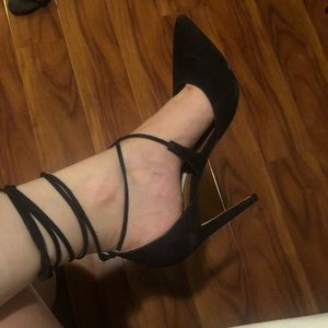 Steve Madden Raela Black Suede Lace-up Heels